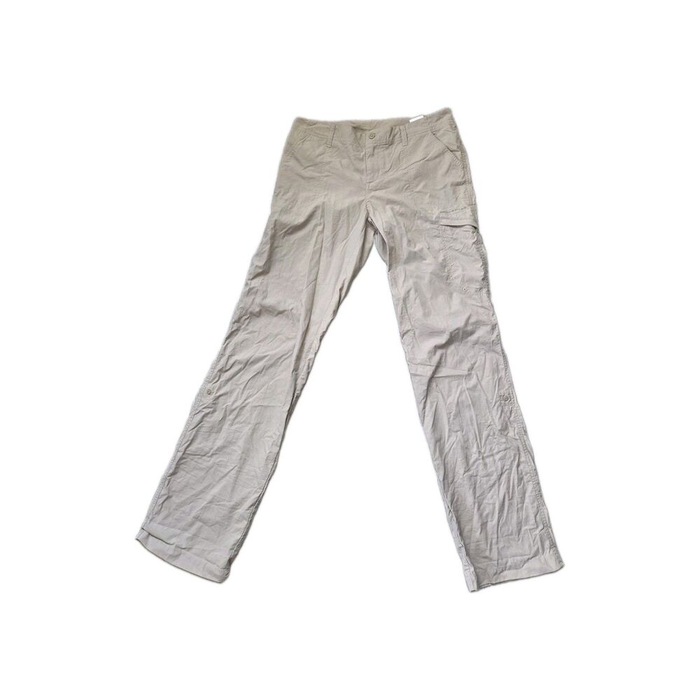 Columbia PFG Womens 4 Convertible Roll Up Fishing Pants Beige Nylon Outdoor GUC